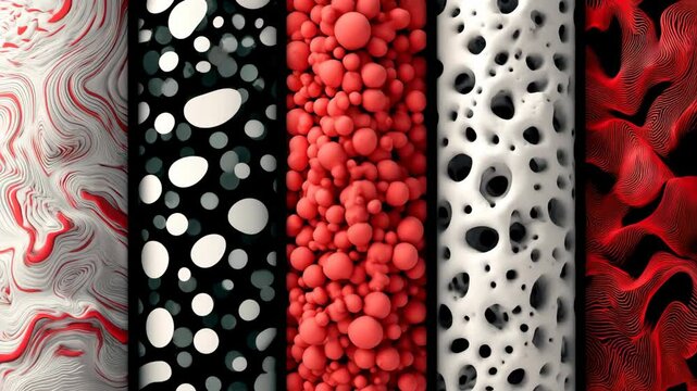 random computer rendered assets and textures moving in abstract ways and patterns, 3d generations, technology innovation