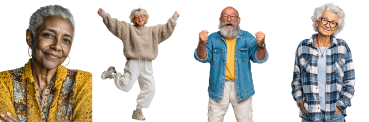 Joyful Young Individuals in Studio Portraits Expressing Happiness and Positivity