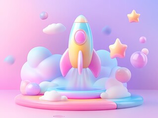 Colorful rocket launching