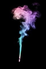 Colorful smoke plume against black