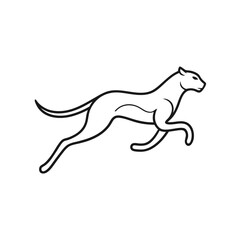 Fototapeta premium Minimalist outline illustration of a sprinting cheetah in a dynamic and elegant pose.