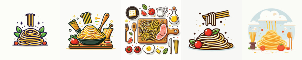 delicious spaghetti dish vector