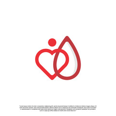 blood love logo design vector, concept of blood donate design