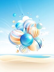 Colorful spheres on a beach