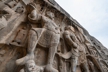 detail of the World Heritage Longmen Grottoes historic relics, Luoyang, China 