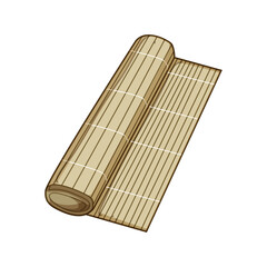 kitchen sushi rolling mat cartoon vector illustration