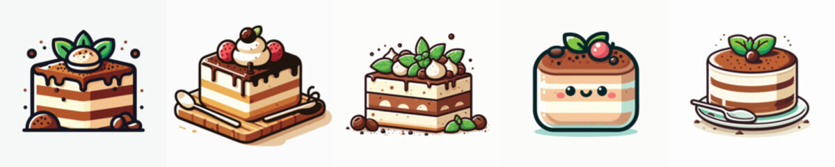 vector set of tiramisu dishes