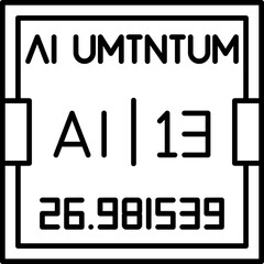 Aluminium periodic table vector icon in flat modern style, featuring atomic symbol and number for chemistry education, infographics, science tools, and school resources