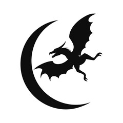Dragon silhouette, Dragon head, dragon wings silhouette
