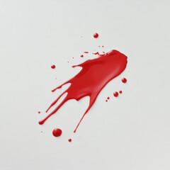 A vibrant splash of red paint on a clean white background, creating a dynamic visual effect.