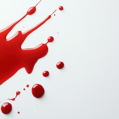A vibrant splash of red paint on a clean white background, creating a bold visual impact.