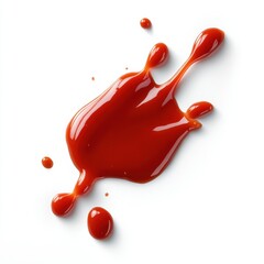 A vibrant splash of red sauce on a white background, creating a bold aesthetic.