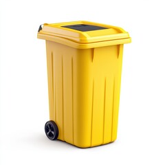 A vibrant yellow waste bin on wheels, designed for efficient waste management.
