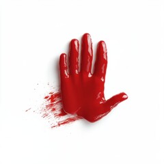 A vivid red handprint symbolizes creativity and artistic expression.