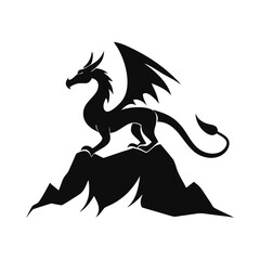 Dragon silhouette, Dragon head, dragon wings silhouette