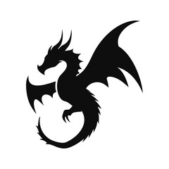 Obraz premium Dragon silhouette, Dragon head, dragon wings silhouette