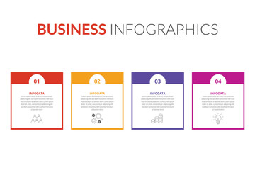Business Infographic design template Vector with icons and 4 four options or steps. Can be used for process diagram, presentations, workflow layout, banner, flow chart, info graph