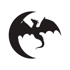Dragon silhouette, Dragon head, dragon wings silhouette