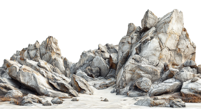 Stunning panoramic view of rugged rocky landscape on transparent PNG