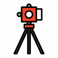 Vector design of a camera with tripod. Great for photography tutorials and Camera Day visual elements.
