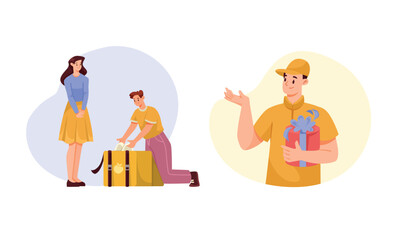 Heartwarming Gift Delivery and Packing Scenario for Celebrating Special Moments