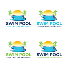 Swimming pool service, aqua logo design vector