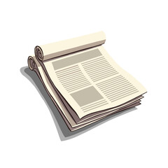 Illustration of a Folded Newspaper Stack with Headlines and Text Columns for Information and News Dissemination