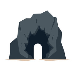 Obraz premium Vector Illustration of a Dark Cave Entrance with a Smooth Archway and Rocky Surroundings