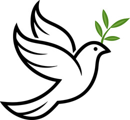 Peace Dove with Olive Branch Vector – Kenya Freedom Symbol