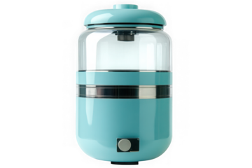 Aqua blue water dispenser, glass container, home appliance, kitchen gadget, modern design isolated on transparent background