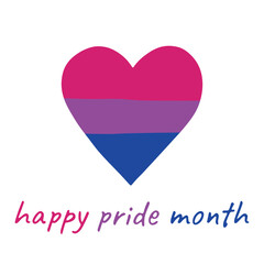Colorful heart shape Bisexual pride flag Happy pride day LGBTQIA community Pride Month Vector hand drawn doodle for posters, stickers, logo, cards