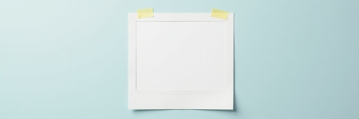 Empty white Polaroid frame with tape, clean simple design, studio shot , abstract, texture