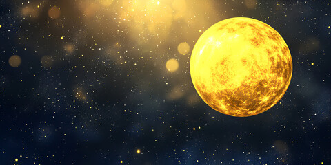 Glowing Golden Sphere in a Magical Light Burst with Bokeh Background