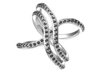 Wedding ring on white background. 3D rendering