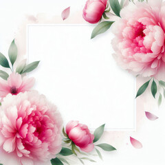 Gentle greeting card with pink peonies
