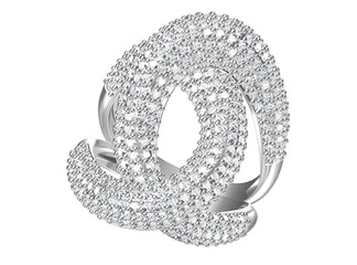 Wedding ring on white background. 3D rendering