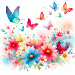 Watercolor greeting card with butterflies
