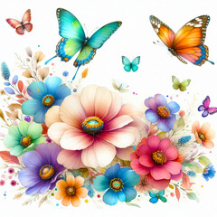 Watercolor greeting card with butterflies
