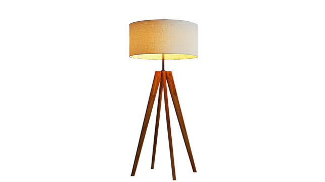 Minimalist style sleek floor lamp isolated on transparent background. PNG