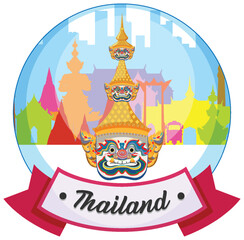 Colorful Thai Cultural Landmark Illustration