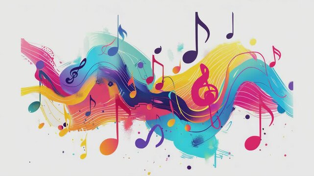 A music, abstract and colourful, white background, Generative AI Videos.