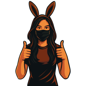 Cutw girl thumbs up vector logo illustration