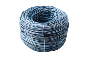 Close up view of a tightly wound coil of galvanized steel wire ideal for construction and DIY projects