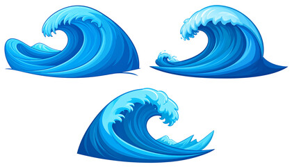 Fototapeta premium Illustration of blue sea waves splashing 