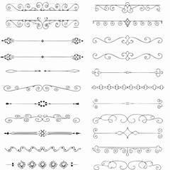 Obraz premium Elegant decorative dividers, Decorative lines, Ornate line separators, vintage flourish designs, whimsical borders, and charming embellishments for creative projects, invitations, and layouts.