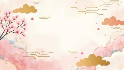 桜の背景イラスト　和柄
