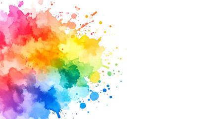 Obraz premium Abstract colorful watercolor paint splash with artistic grunge texture and rainbow pattern