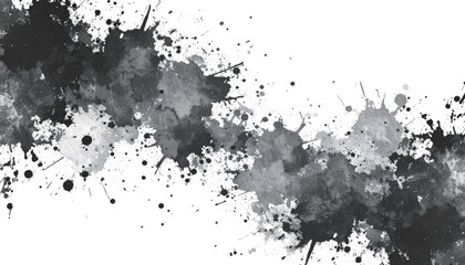 Obraz premium Black ink splash illustration with textured paint drops. 
