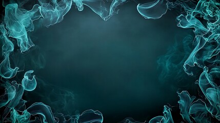 Abstract Underwater Scene Of Bioluminescent Jellyfish Swimming Against A Deep Teal Background