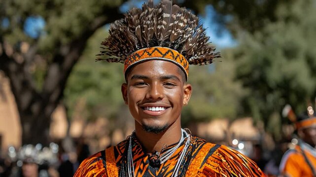 Portrait of a Native American Man in Traditional Regalia